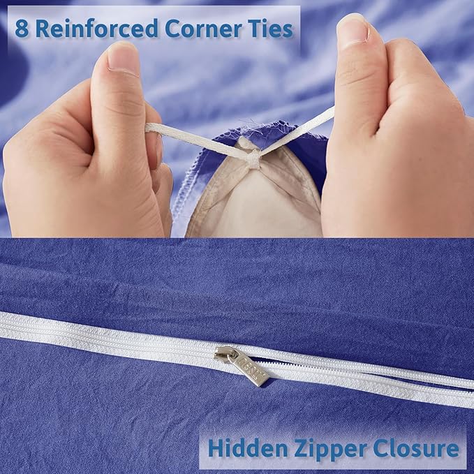 Nestl Royal Blue Duvet Cover Full Size - Soft Double Brushed Full Size Duvet Cover Set, 3 Piece, with Zipper Closure, 1 Duvet Cover 80x90 inches and 2 Pillow Shams