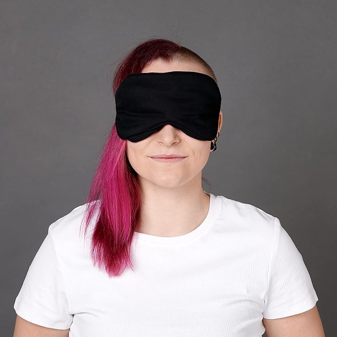 100% Tencel Sleep Eye Mask - Black - Superior to Cotton - Light Blocking Travel Blindfold for Men & Women - Ultra-Soft & Comfortable with Adjustable Strap for Restful Sleep - by JoMo