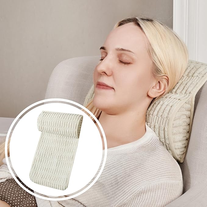 WdFour Headrest Memory Pillow, Support Cushions for Neck, Back or Leg for Sofas, Recliners, Office Chairs, Massage Chairs for Neck Pain Relief and Cervical Support. (Cream, 13" Wx5.5 Hx3 D, 1PC)