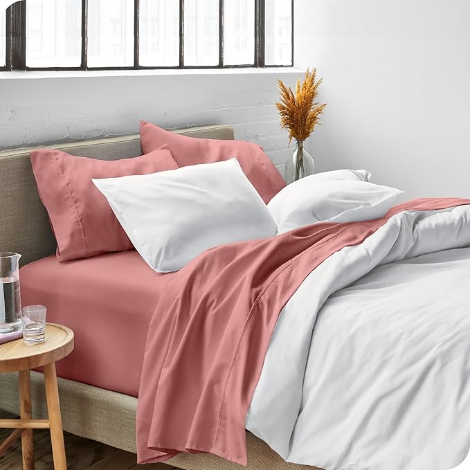 Bare Home Twin Sheet Set - 1800 Ultra-Soft Microfiber Twin Bed Sheets - Double Brushed - Deep Pockets - Easy Fit - 3 Piece Set - Bedding Sheets & Pillowcases (Twin, Dusty Rose)