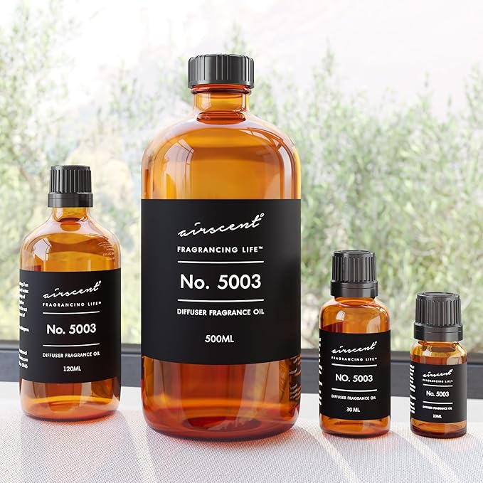AirScent Coco-Inspired Diffuser Oil - No. 5003 Perfume Dupe - Premium Fragrance Oil Blend for Ultrasonic and Waterless Diffusers and Crafting - 120 ml, 4 fl oz Glass Bottle with Dropper