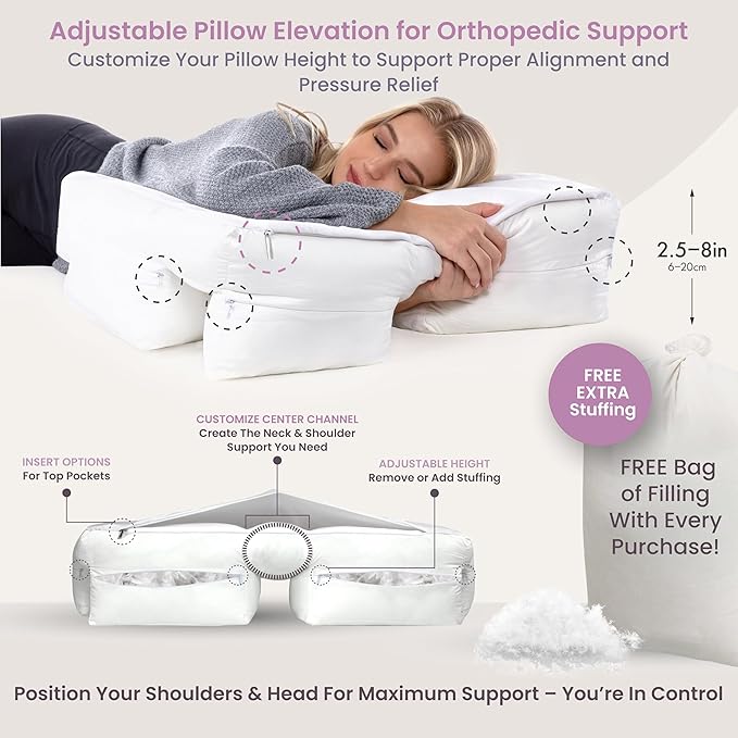 Wife Pillow Side Sleeper Pillow with Arm Hole for Shoulder Pain Relief, Arm Tunnel Design for Proper Neck & Spine Alignment, All-Night Comfort for Adults - Down Goose Feather/FiberFill
