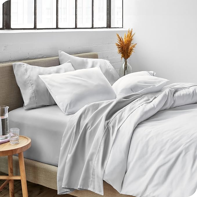 Bare Home Full XL Sheet Set - 1800 Ultra-Soft Microfiber Full Extra Long Bed Sheets - Double Brushed - Deep Pockets - Easy Fit - 4 Piece Set - Bedding Sheets & Pillowcases (Full XL, Cloud Grey)