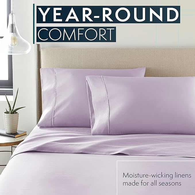 HC COLLECTION Bed Sheets Full Size Set, Hotel Luxury Platinum 1800 Series Brushed Microfiber Sheet w/Pillow Cases, Ultra Soft Lightweight 4 Pcs Bedding for Hot Sleepers Men Women Teens, Lavender