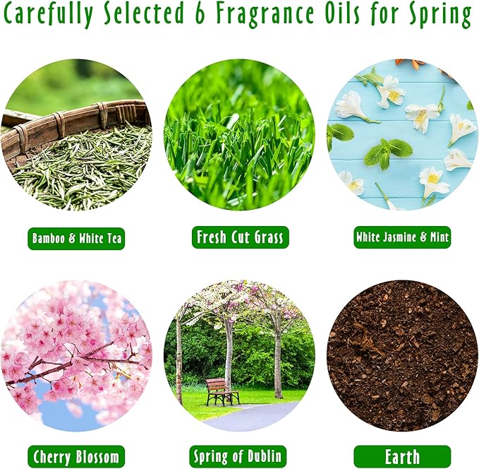 Spring Fragrance Oil Set- MitFlor Premium Essential Oils for Diffusers for Home, 10mlx6, Spring Refreshing Scents, Fragrance Oils for Candle Soap, Perfume and More, Ideal Fragrance Gift