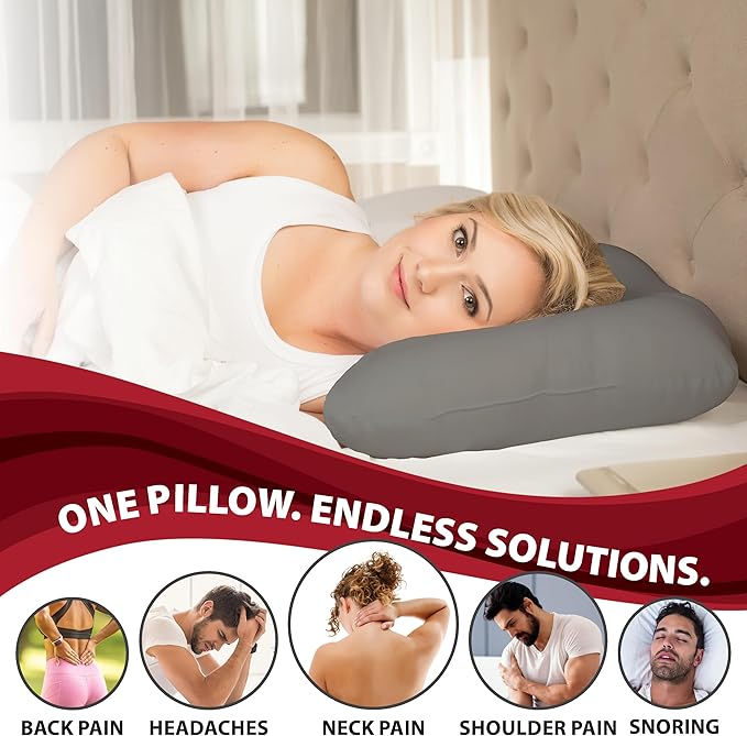 Core Products D-Core Cervical Neck Pillow - Extra Firm Orthopedic Support for Neck Discomfort, Back Sleepers, Dual Neck Rolls, Cervical Alignment, Full Size, Assembled in USA