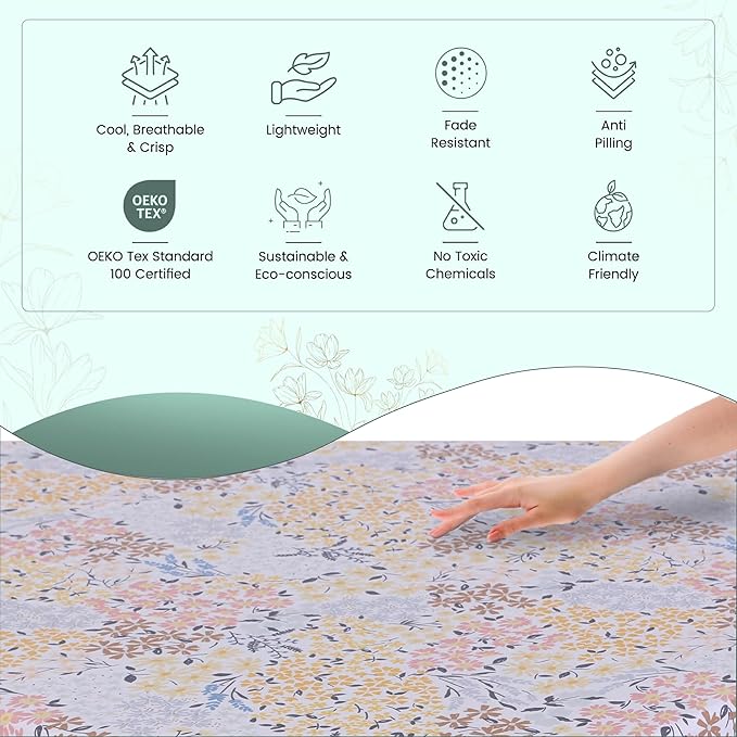 Feather & Stitch Softest 100% Cotton Sheets, 300 Thread Count Percale Weave Bedding, 16" Deep Pocket, Cooling Sheets, Breathable Bed Set, Hotel Premium Quality (Full, Victorian Floral)