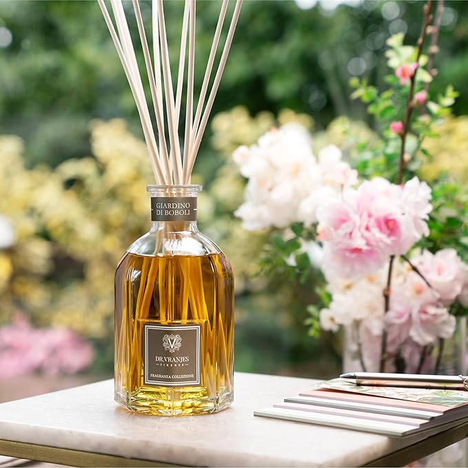 Dr. Vranjes – Giardino di Boboli Diffuser 500 ml + Double Pack of White Sticks (3 Pieces Bundle) - Luxury Home Fragrance, Reed Diffuser, Main Scent Floral, Made in Italy