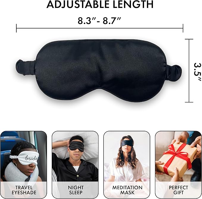 Funky Junque Adjustable Satin Bride Eye Mask, Luxury Soft Silk Mrs Sleep Mask for Women, Ideal Bridal Sleep Mask for Travel, Home - Champagne