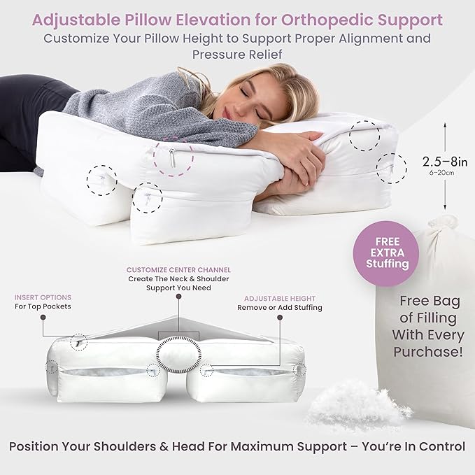 Wife Pillow Side Sleeper Pillow with Arm Hole for Shoulder Pain Relief, Arm Tunnel Design for Proper Neck & Spine Alignment, All-Night Comfort for Adults - Down Alternative Fiber Fill