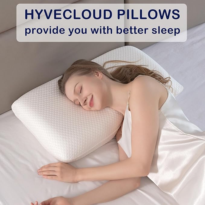 Cooling Memory Foam Bed Pillow Adaptive Pillows for Neck Pain Relief Medium Firm Pillow for Side Back and Stomach Sleepers Keep Pressure Relief to Deep Sleep Set 2