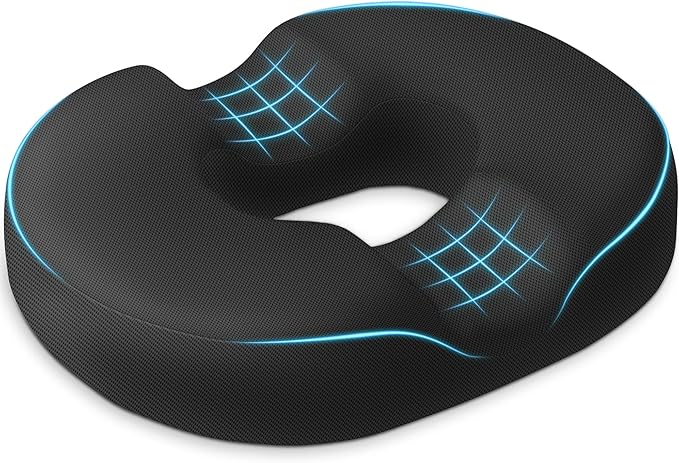 BlissTrends Donut Pillow Seat Cushion,Donut Chair Cushions for Postpartum Pregnancy & Hemorrhoids,Tailbone Pain Relief Cushion,Memory Foam Lifting Cushions for Office&Home Chairs (Black)