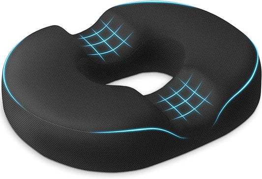 BlissTrends Donut Pillow Seat Cushion,Donut Chair Cushions for Postpartum Pregnancy & Hemorrhoids,Tailbone Pain Relief Cushion,Memory Foam Lifting Cushions for Office&Home Chairs (Black)