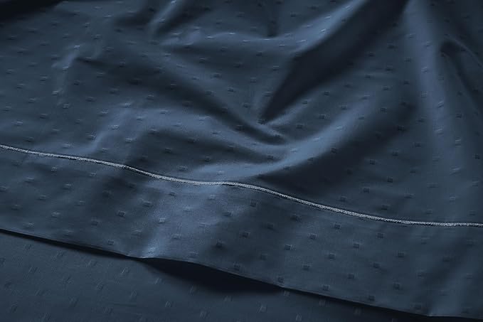 LANE LINEN Pillows Queen Size Set of 2, Soft 100% Egyptian Cotton, Cool & Smooth Pillow Cases - Swiss Dot - Estate Blue