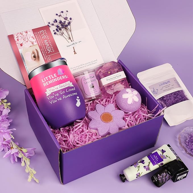 Birthday Gifts for Women, Spa Gifts Baskets for Women, Relaxation Self Care Kit, Care Package Box for Woman, Giftware Idea for Mom, Wife, Friends, Sister, Daughter