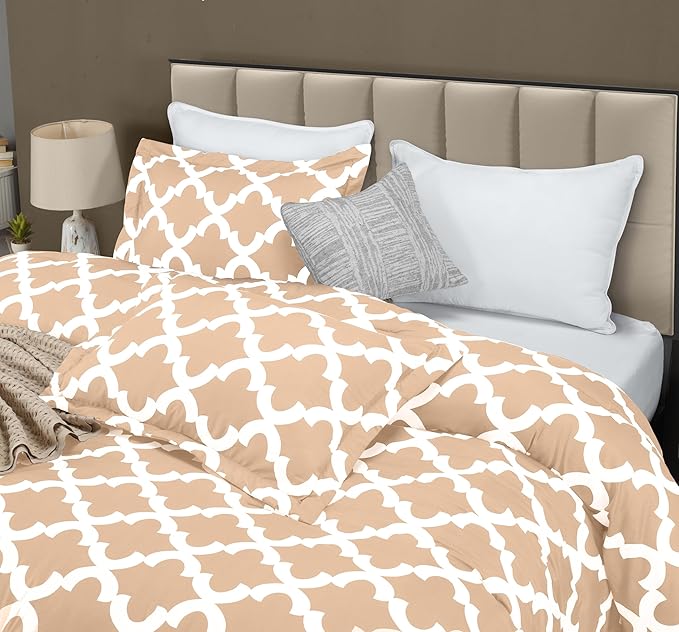 Utopia Bedding King Comforter Set Beige, Printed Comforters King Size, 3 Piece Lightweight All Season Down Alternative Bedding Set with 1 Comforter (90 x 102 in) and 2 Pillow Shams (20 x 36 in)