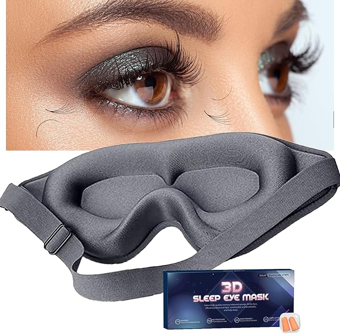 Eye Mask for Lash Extensions, Gray Sleep Mask for Lash Extensions for Women Men, 3D Contoured Lash Extension Sleep Mask, Lash Protector Breathable Soft Shade Cover for Travel Yoga Nap