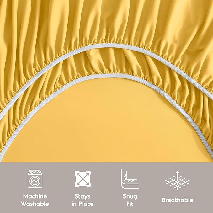 Nestl Extra Deep King Sheet Set - 6 Piece Breathable & Cooling Sheets - Hotel Luxury Bedding Set w/18-24 Inch Deep Pockets - Easy & Secure Fit - Super Soft, Wrinkle Free & Comfy - Yellow