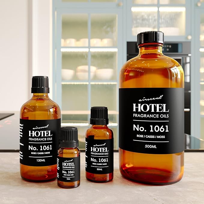 AirScent Hotel Diffuser Oil No. 1061 - Rose Cassis Moss - Premium Fragrance Oil for Ultrasonic and Waterless Diffusers and Crafting - 120 mL, 4 fl oz Glass Dropper Bottle