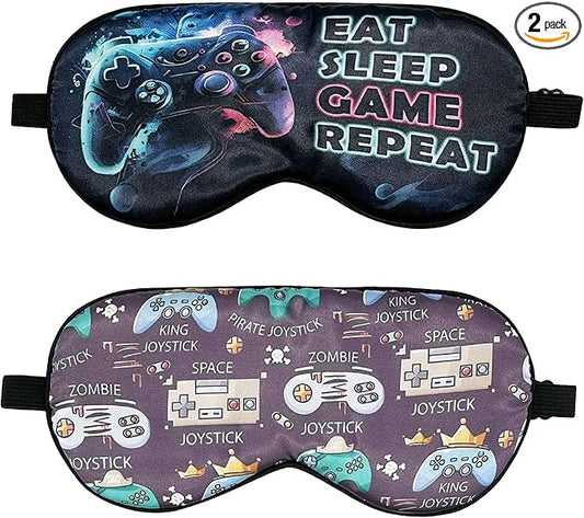 2 Pcs Boys Sleep Eye Mask, Guys Blackout Sleeping Silk Mask for Kids Adult Children's Travel Eye Cover Blindfold for Game
