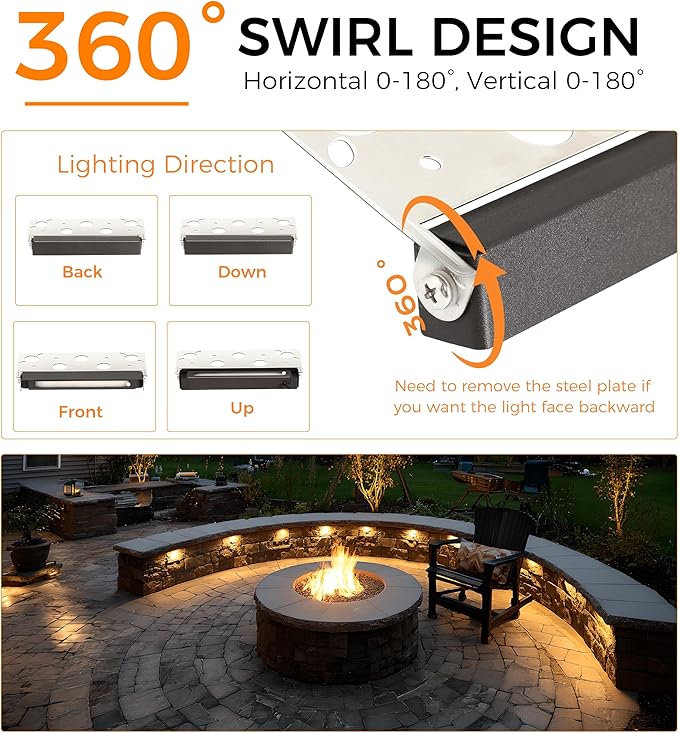 CLOUDY BAY [6 Pack] 7 Inch 12V-15 VAC/DC Low Voltage Hardscape Lighting Paver Light,Retaining Wall Lights Outdoor,IP65 Waterproof, 5W 2700K Soft White,Frost Lens Deck Step Light