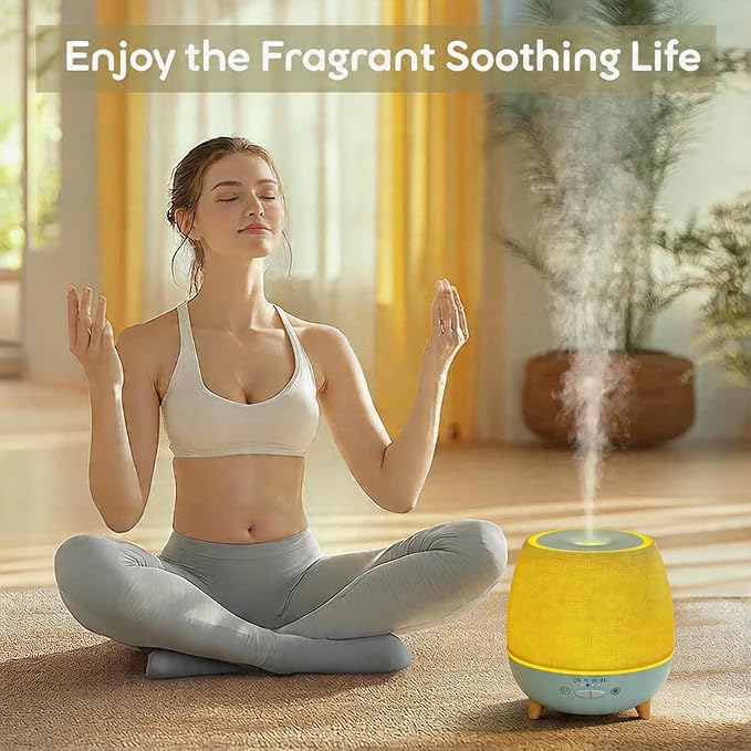 Essential Oil Diffuser 200ml with Fabric Cover and Night Lamp | Ultrasonic Aroma Diffuser | Humidifier w Lights | Room Decor | Small Humidifier for Bedroom,Quiet Diffuser for Hotel spa