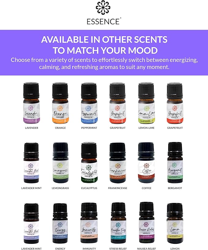 Essence Pearl Travel Case | Lavender Mint Essential Oil | Aromatherapy Nasal Diffuser & Essential Oil Carrying Case | Lavender & Peppermint Oil Blend | Travel-Friendly Kit | White Pod