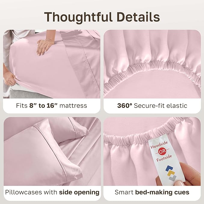California Design Den Soft King Size 100% Cotton Sheet Sets, 400 Thread Count Good Housekeeping Award Winner, Silky Smooth Sateen Weave with Deep Pockets, Durable King Bed Sheet Set - Pink