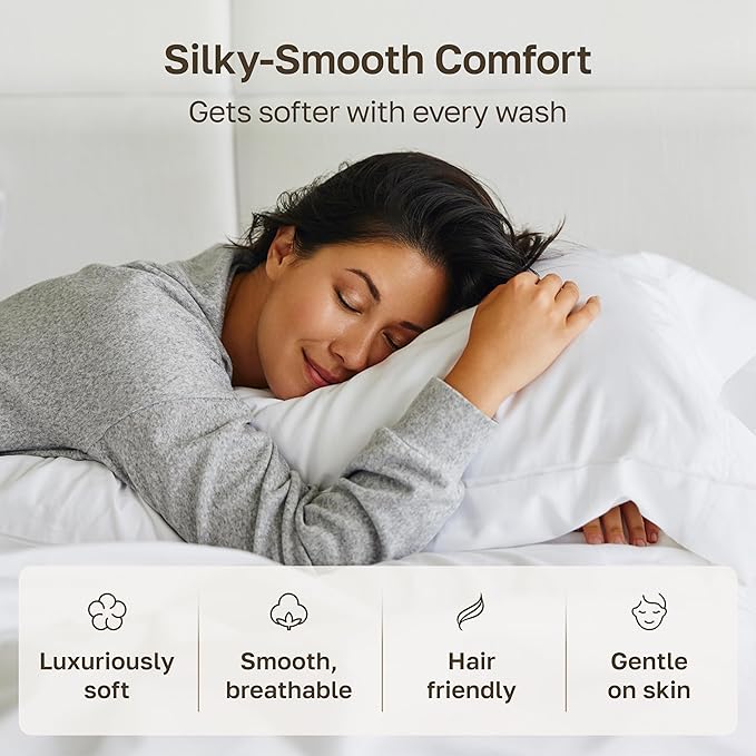 California Design Den Standard/Queen Size Pillowcase Set - Soft 400 Thread Count Sateen, 100% Cotton Pillowcases, Set of 2 Pillow Covers, Breathable, Espresso Chocolate Brown
