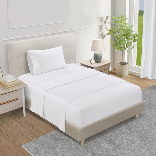 800 Thread Count 100% Egyptian Cotton Sateen Weave Twin XL Bed Sheets Set, 15-inch Deep Pocket Sheets Twin XL, Soft & Comfy Hotel Luxury Bedding, No Pilling & Shrinkage Fade Resistant - White