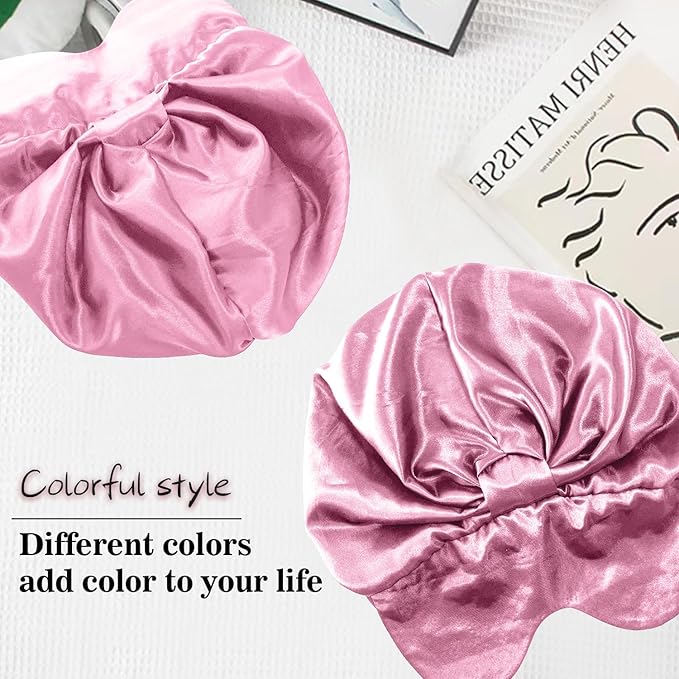 2-in-1 Satin Sleep Bonnet with Eye Mask for Women –Silk-Lined Hair Bonnet for Sleeping, Adjustable, Anti-Frizz for Curly Hair