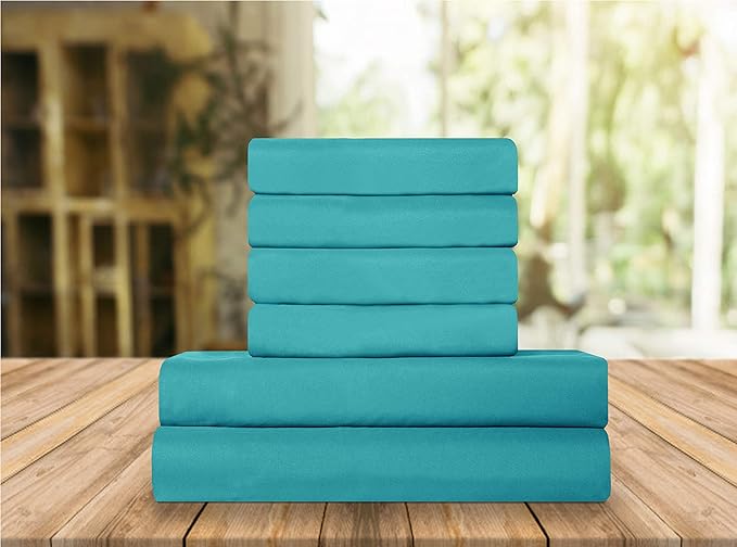 Elegant Comfort Luxury Soft Bed Sheets 1500 Premium Hotel Quality Microfiber Softness Wrinkle and Fade Resistant (6-Piece) Bedding Set, King, Santorini Teal