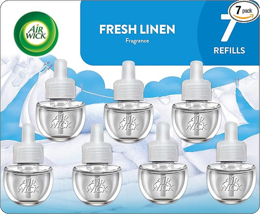 Air Wick Plug in Scented Oil Refill, 7 ct, Fresh Linen, Air Freshener, Essential Oils