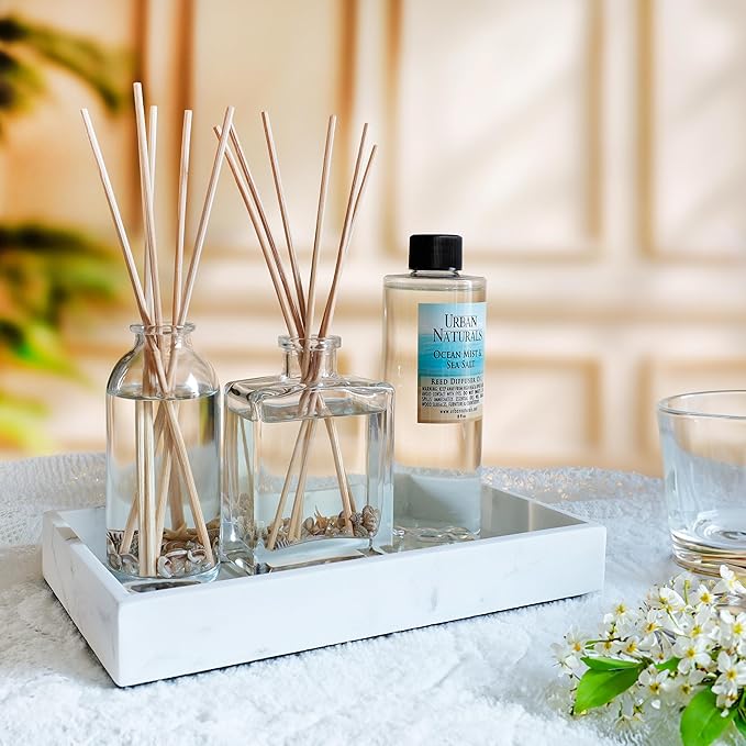 Urban Naturals Reed Diffuser Oil Refill Lavender Fields with Geranium, Clary Sage, Soft Florals 8 oz + Free Reed Sticks, Made in the USA