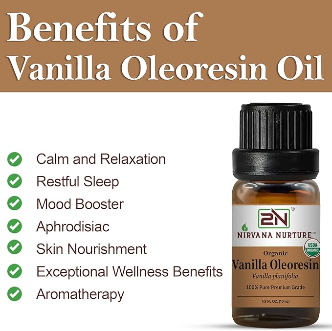 Vanilla Oleoresin, USDA Certified Organic, 100% Pure Undiluted, Aromatherapy Oil for Diffuser, Hair & Skin Care