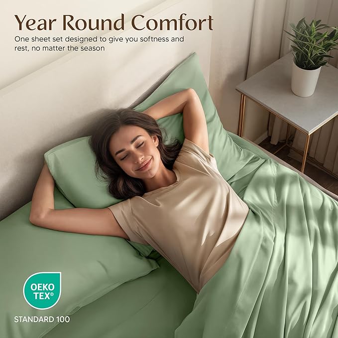 Utopia Bedding Twin Sheet Set – 3 Piece Bed Sheets for Twin Size Bed, Soft and Breathable Microfiber, Includes 1 Fitted Sheet, 1 Flat Sheet and 1 Pillowcase – Oeko Tex (Sage)