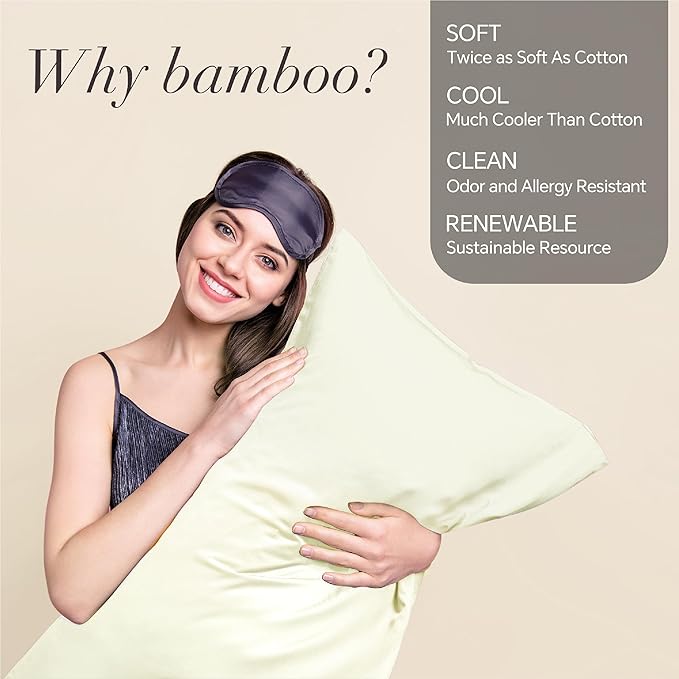 BEDELITE Body Pillow Cover, Rayon Made from Bamboo, Cooling Body Pillow Pillowcase for Hot Sleepers and Night Sweats, Breathable & Silky Soft Full Long Pillow Case Cover (Cream, 20x54 Inches)