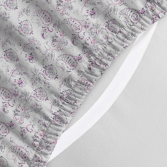 Elegant Comfort Luxury Soft Bed Sheets Paisley Pattern - 1500 Premium Hotel Quality Microfiber Softness Wrinkle and Fade Resistant (6-Piece) Bedding Set, California King, Paisley Purple