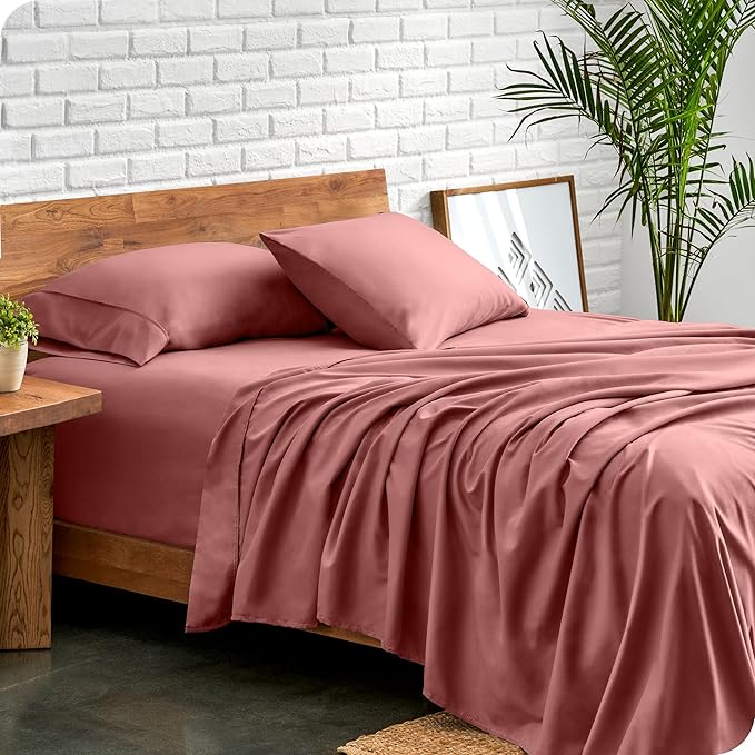 Bare Home Twin XL Sheet Set - 1800 Ultra-Soft Microfiber Twin Extra Long Bed Sheets - Double Brushed - Deep Pockets - Easy Fit - 3 Piece Set - Bedding Sheets & Pillowcases (Twin XL, Dusty Rose)
