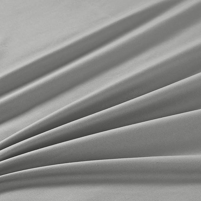 Manyshofu Extra Deep Pocket Queen Sheet Sets - Hotel Luxury 1800 Thread Count Sheets & Pillowcases - Microfiber Bedding Set up to 24" Mattress - Silver Grey Bed Sheets 18-24 Inch Deep Pockets - 4pcs