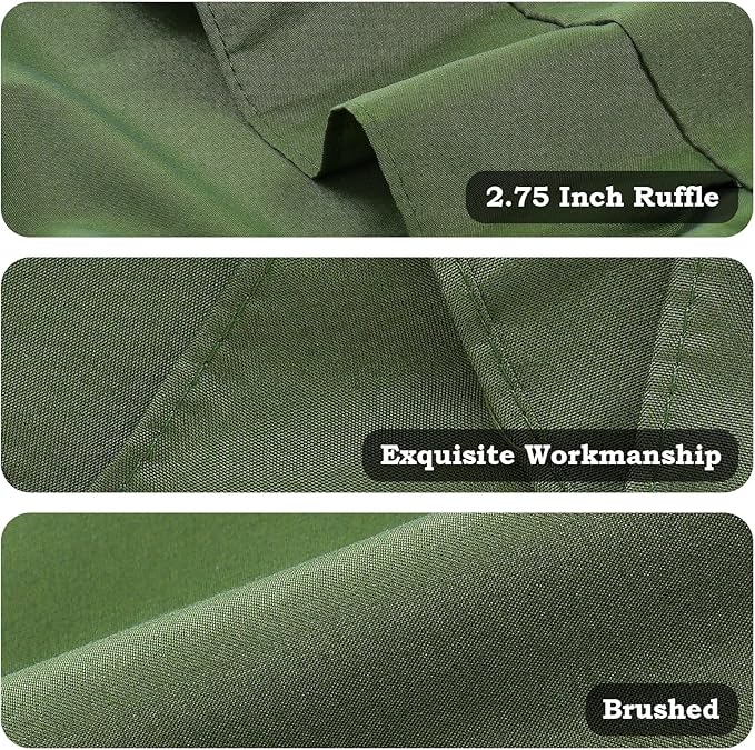 Ruffled Body Pillow Pillowcases Set of 2 – Soft Wrinkle Resistant Brushed Microfiber Body Pillowcases –Envelope Pillow Shams Festive Gift for Hotels, Guest Rooms 20x54 Inch (Olive Green)