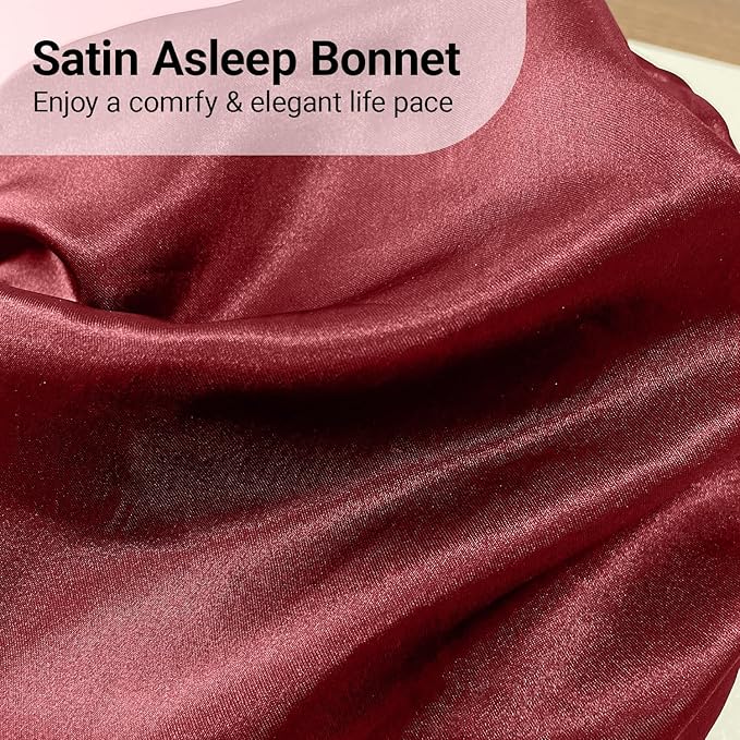 2-in-1 Satin Sleep Bonnet with Eye Mask for Women –Silk-Lined Hair Bonnet for Sleeping, Adjustable, Anti-Frizz for Curly Hair