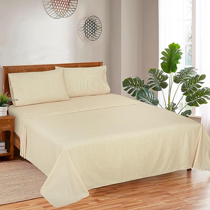 ROYALE LINENS 4 Piece King Sheets Set - Soft Brushed 1800 Microfiber Bedding - 1 Fitted and 1 Flat Sheet, 2 Pillow Cases - Wrinkle Free & Fade Resistant - Hotel Luxury Bed Sheets Set (Clay, King)