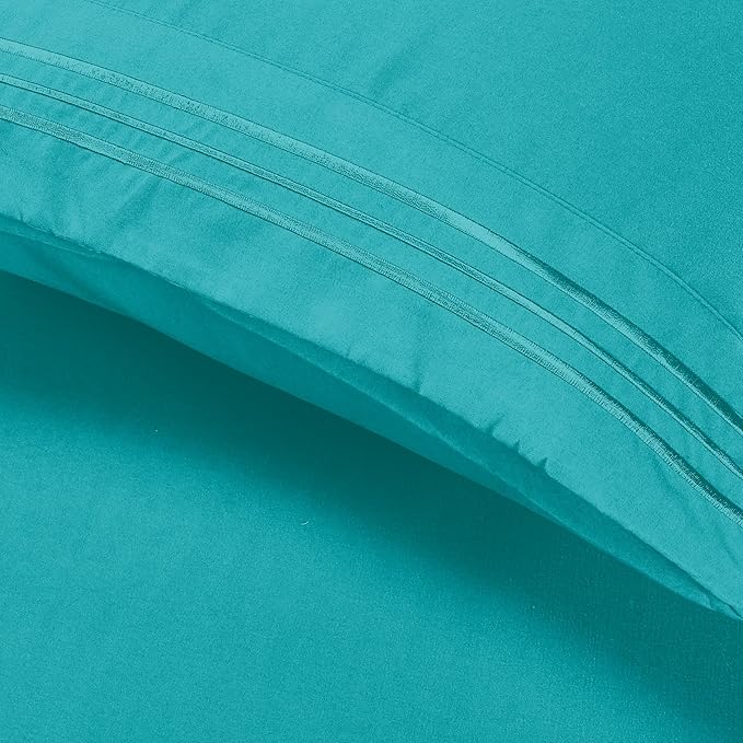 Elegant Comfort Luxury Ultra-Soft 2-Piece Pillowcase Set - 1500 Premium Hotel Quality Microfiber Double Brushed - Wrinkle Resistant, King Size, Turquoise