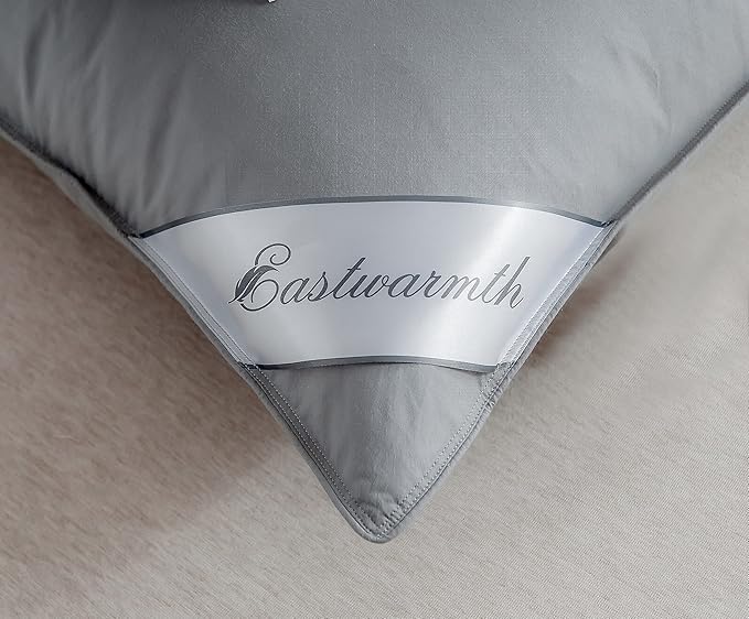 Goose Down & Feather Pillows Soft Insert for Side and Back Sleepers Grey Color,100% Soft Cotton Standard 20x26in