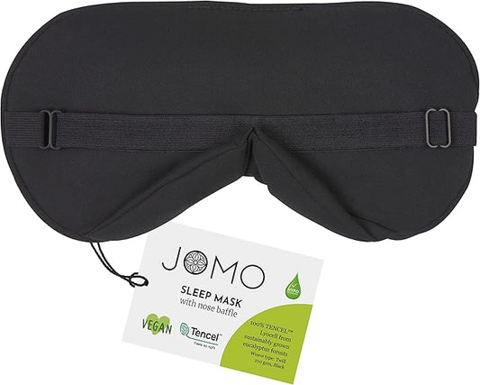 100% Tencel Sleep Eye Mask - Black - Superior to Cotton - Light Blocking Travel Blindfold for Men & Women - Ultra-Soft & Comfortable with Adjustable Strap for Restful Sleep - by JoMo
