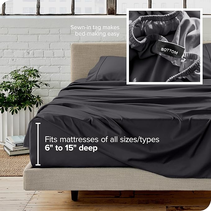 Bare Home Full Sheet Set - 1800 Ultra-Soft Microfiber Full Bed Sheets - Double Brushed - Deep Pockets - Easy Fit - 4 Piece Set - Bedding Sheets & Pillowcases (Full, Forged Iron Grey)