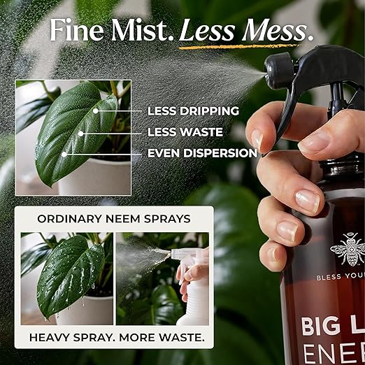 Neem Oil Spray for Plants – Big Leaf Energy + Essential Oils – Ready to Use Organic Plant Wash to Protect Outdoor & Indoor Plants, Made in USA (16 fl oz)