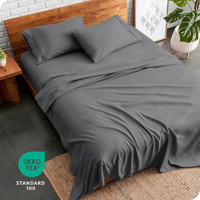 Bare Home Full Sheet Set - 1800 Ultra-Soft Microfiber Full Bed Sheets - Double Brushed - Deep Pockets - Easy Fit - 4 Piece Set - Bedding Sheets & Pillowcases (Full, Grey)