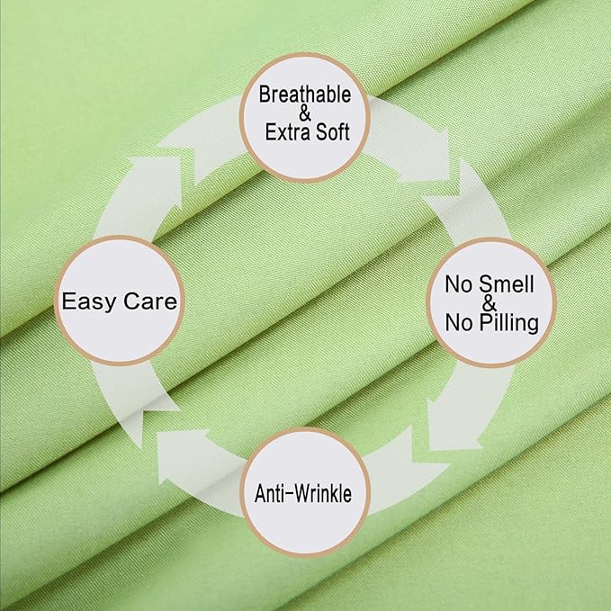4 Piece Bed Sheet Set (Queen,Sage) 1 Flat Sheet,1 Fitted Sheet and 2 Pillow Cases,Brushed Microfiber Luxury Bedding with Deep Pockets
